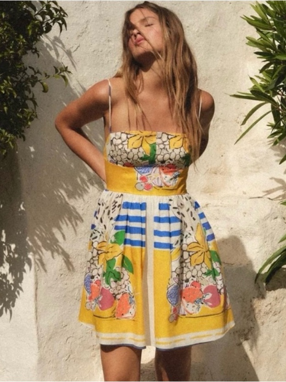 New ZARA Fruit Print Poplin Dress - Picture 4 of 12